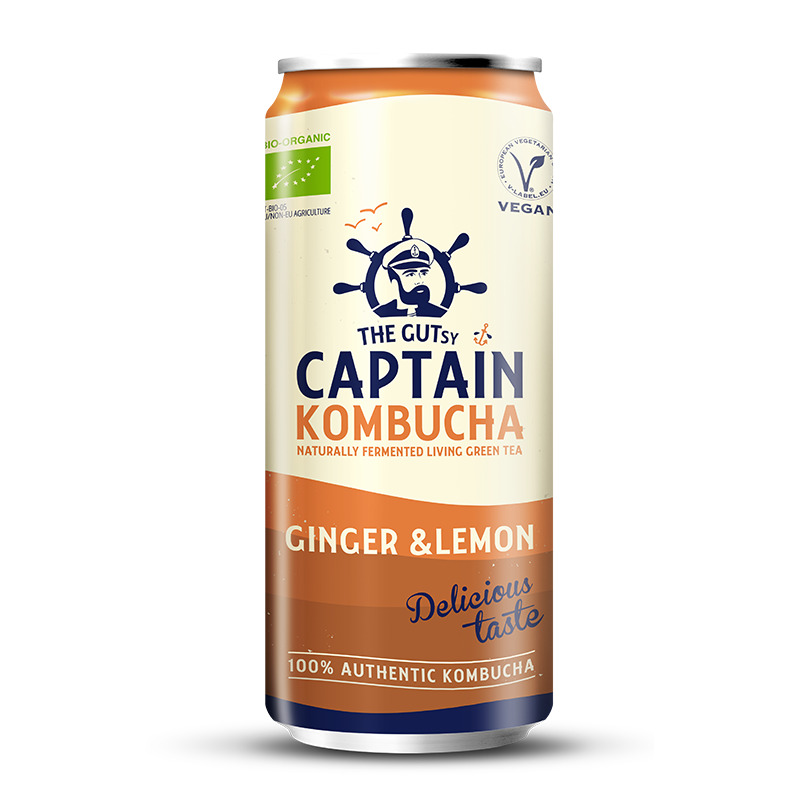 GUTsy Captain Kombucha - Zenzero e Limone LATTINE 20 x 250ml
