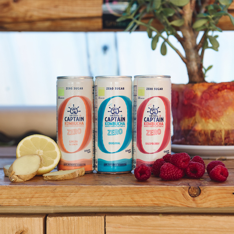 GUTsy Captain Kombucha Zero - Lamponi LATTINE 20 x 250ml