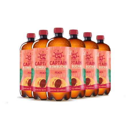GUTsy Captain Kombucha - Summer Peach 6 x 1L