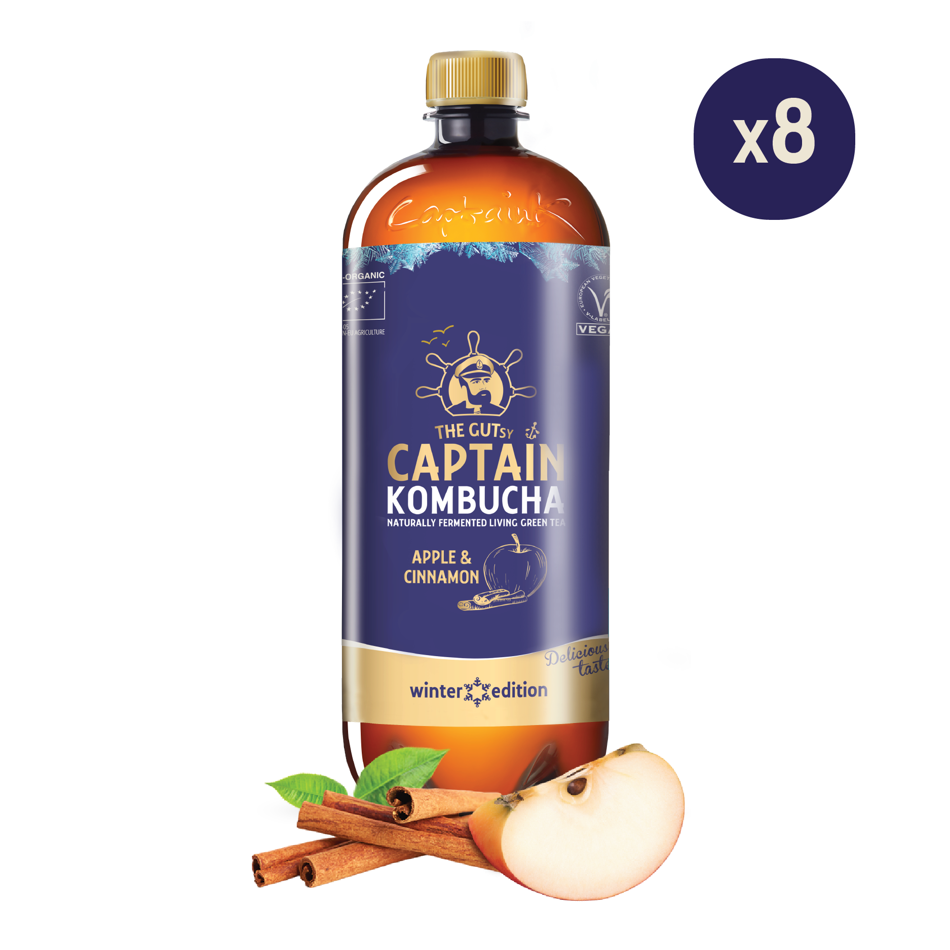 GUTsy Captain Kombucha - Mela e Cannella - Edizione Invernale 8 x 1L